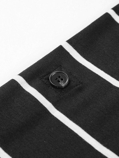 Chic Black Stripe Split Maxi Dress