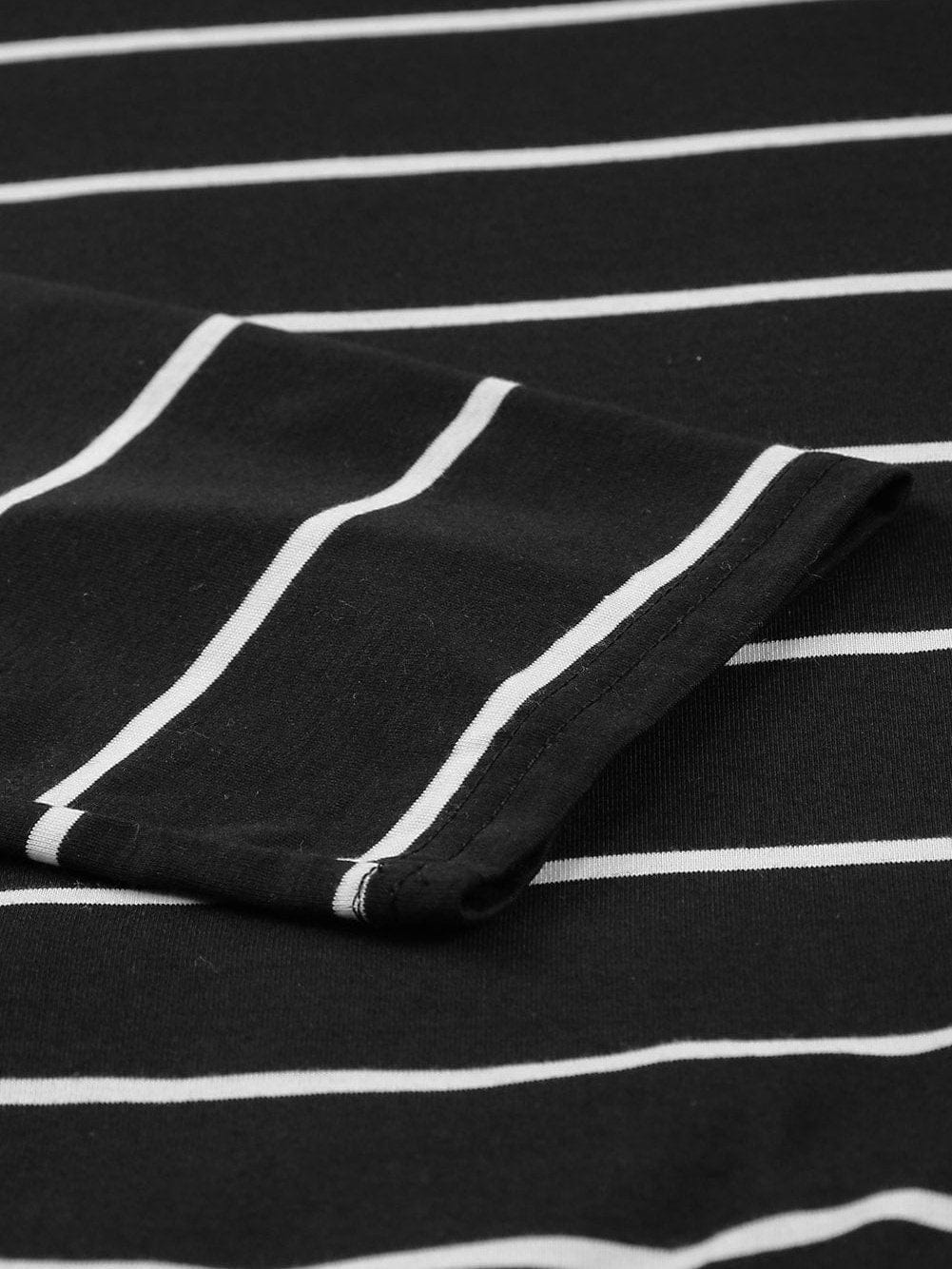 Chic Black Stripe Split Maxi Dress