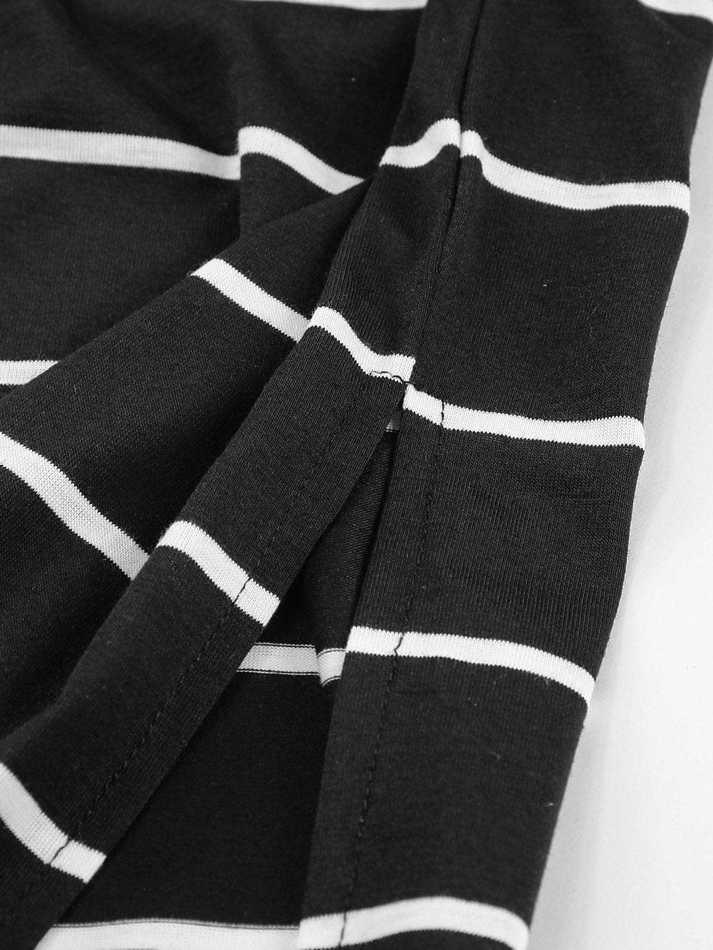 Chic Black Stripe Split Maxi Dress