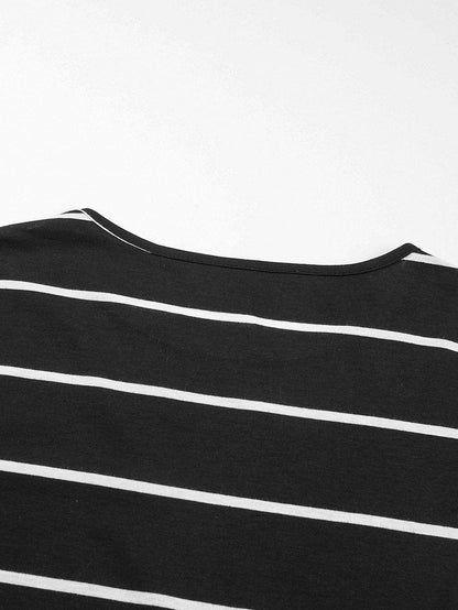 Chic Black Stripe Split Maxi Dress