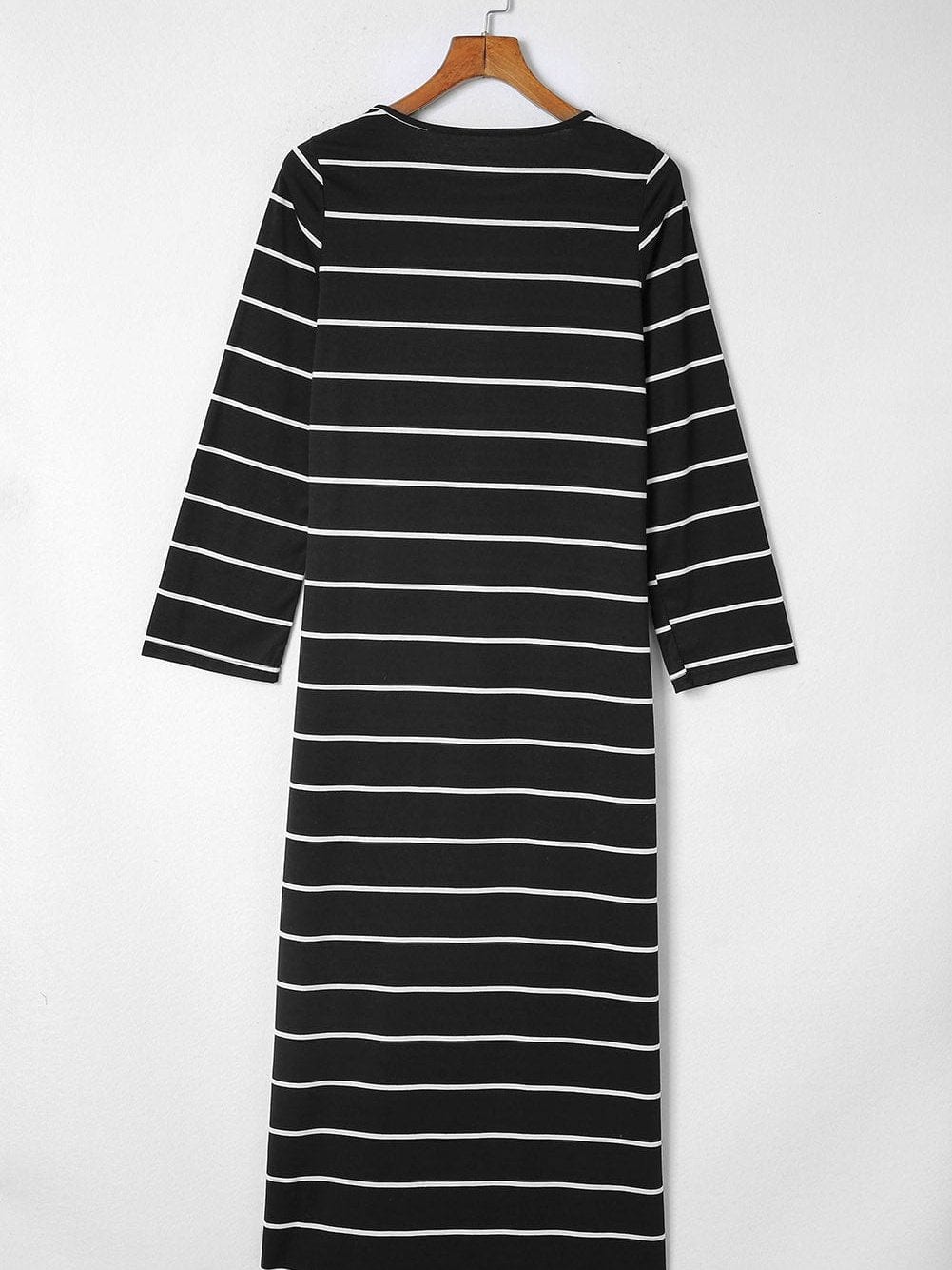 Chic Black Stripe Split Maxi Dress