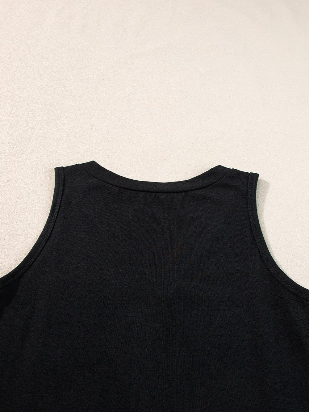 Chic Black V Neck Sleeveless Tank Top with Patched Pocket