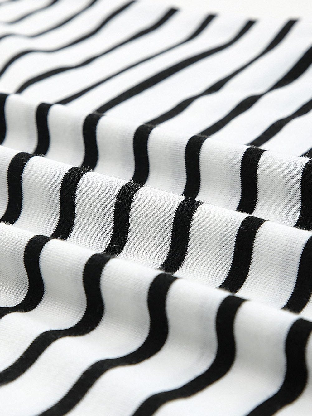 Chic Black V-Neck Striped Maxi Dress with Side Slits