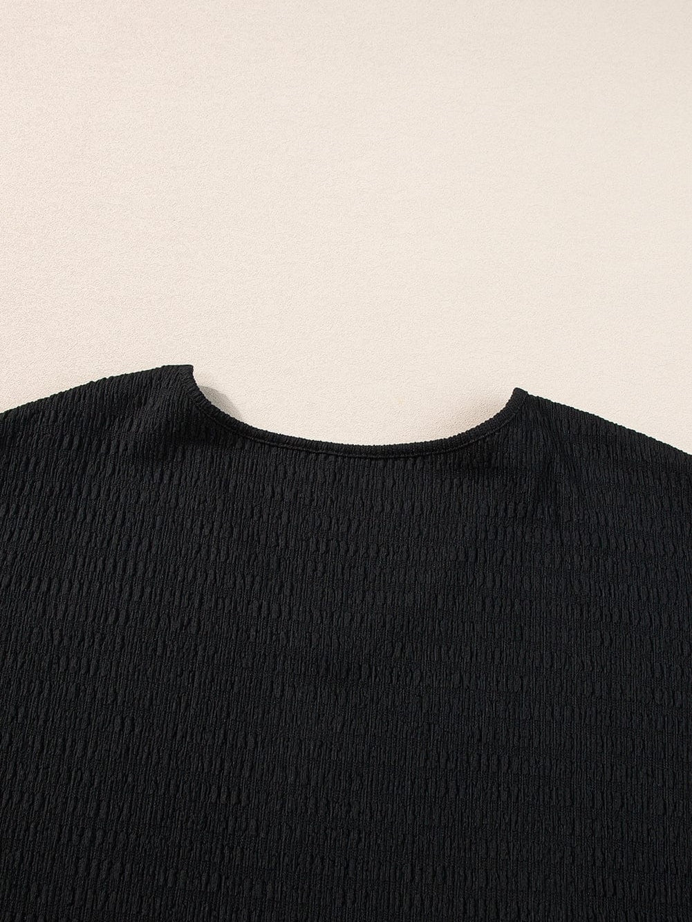 Chic Black V Neck Tee with Rolled Sleeves