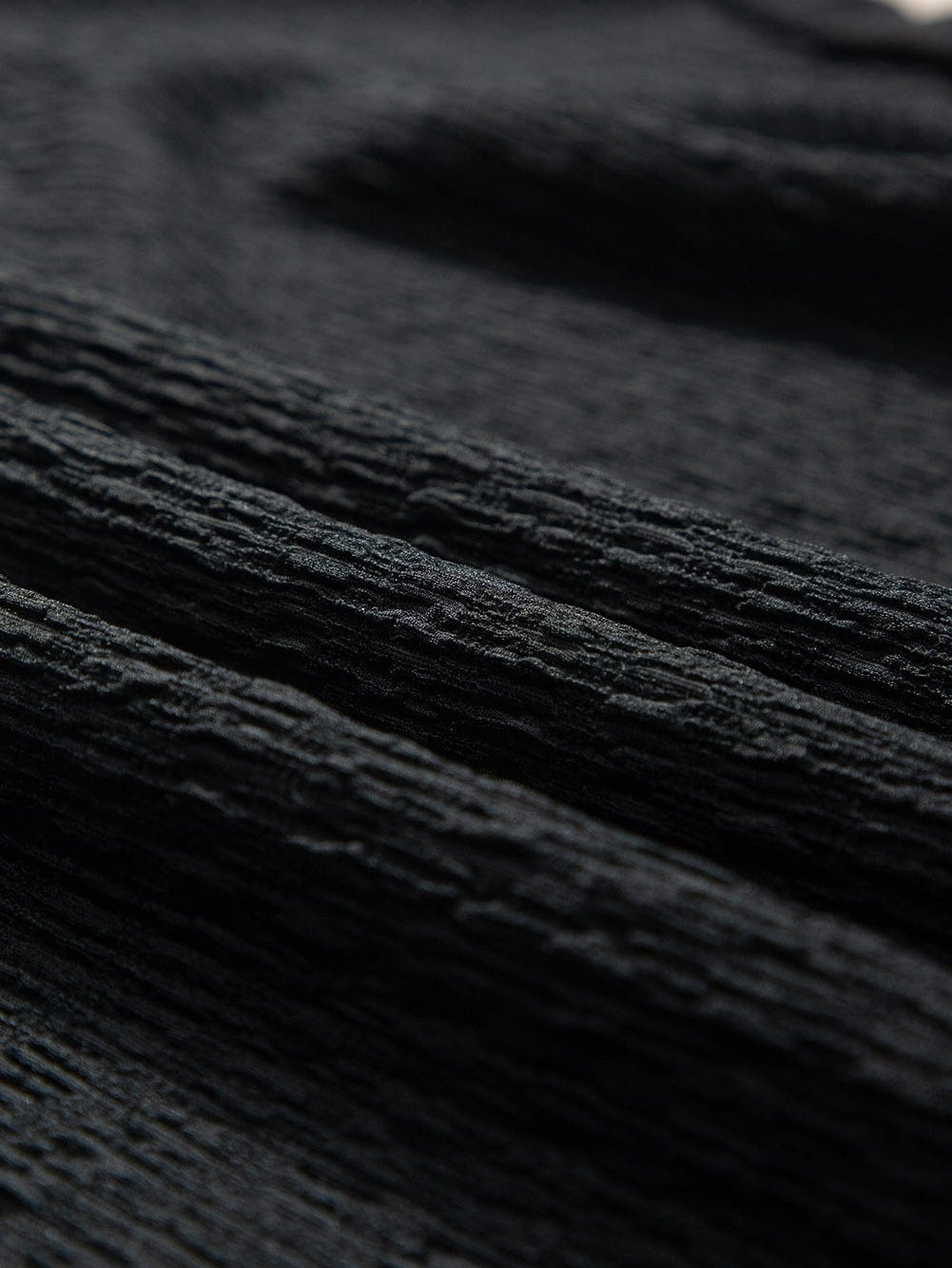 Chic Black V Neck Tee with Rolled Sleeves