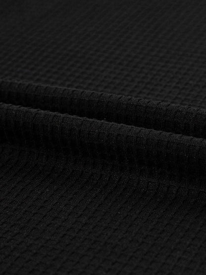 Chic Black Waffle Knit Two Piece Short Set