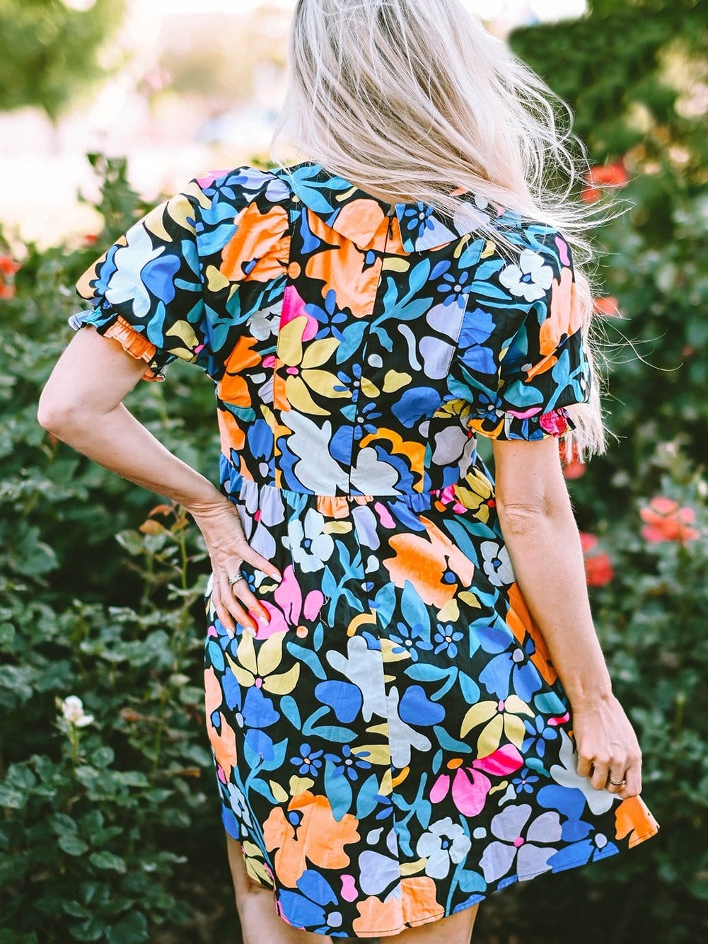 Chic Blue Floral Boho Dress