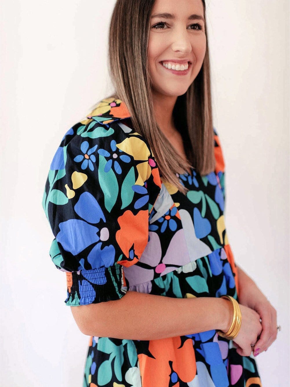 Chic Blue Floral Boho Dress