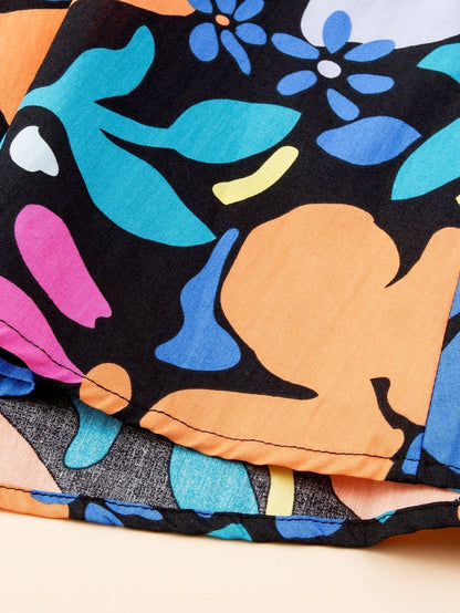 Chic Blue Floral Boho Dress