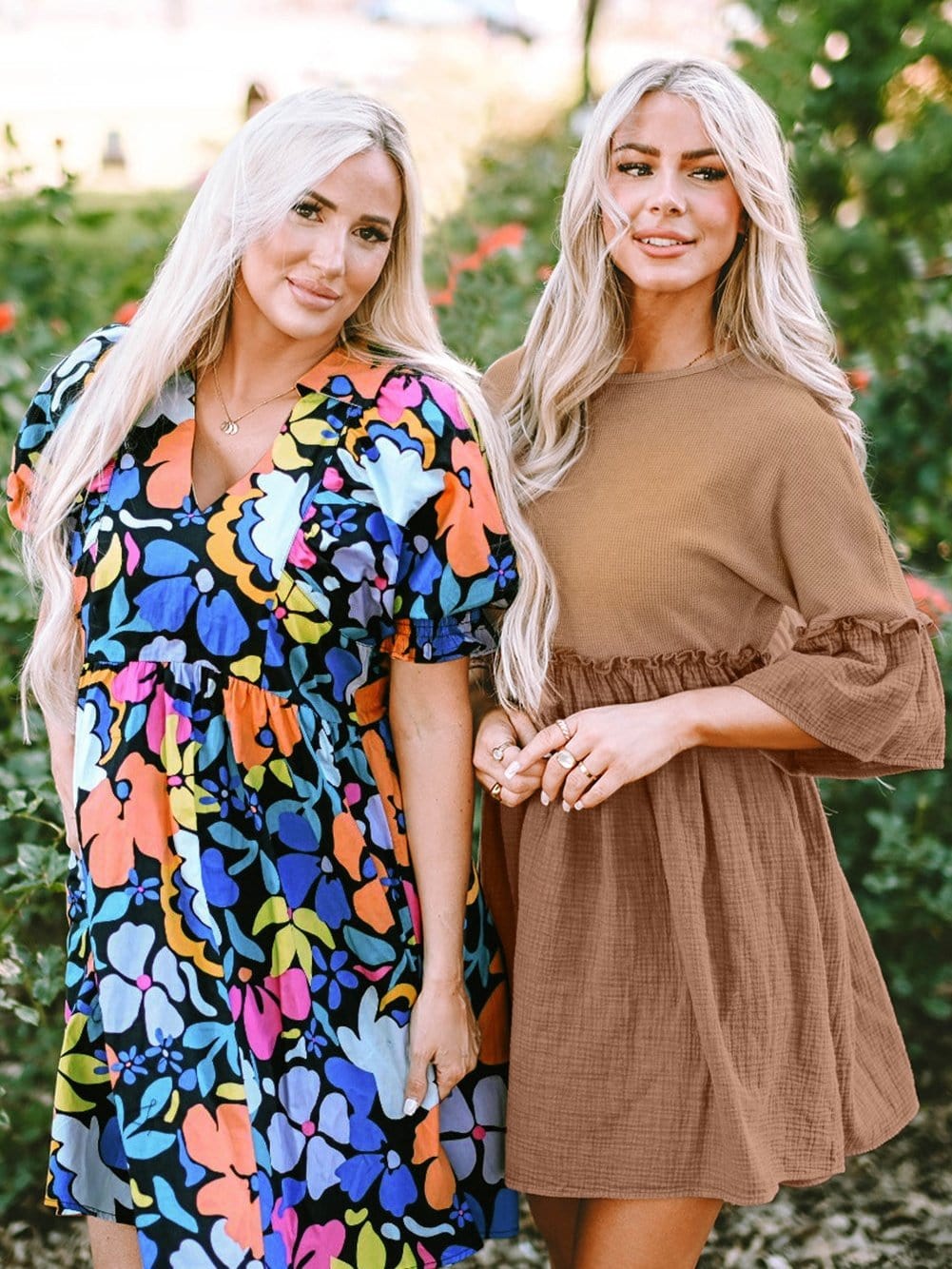 Chic Blue Floral Boho Dress