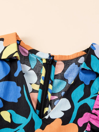 Chic Blue Floral Boho Dress