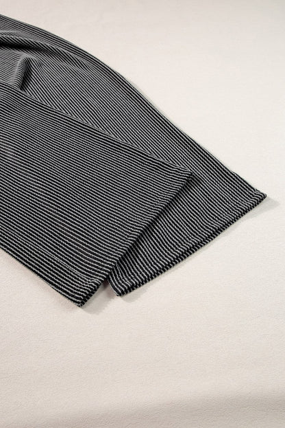 Chic Carbon Grey Ribbed Two-Piece Set with Exposed Seams