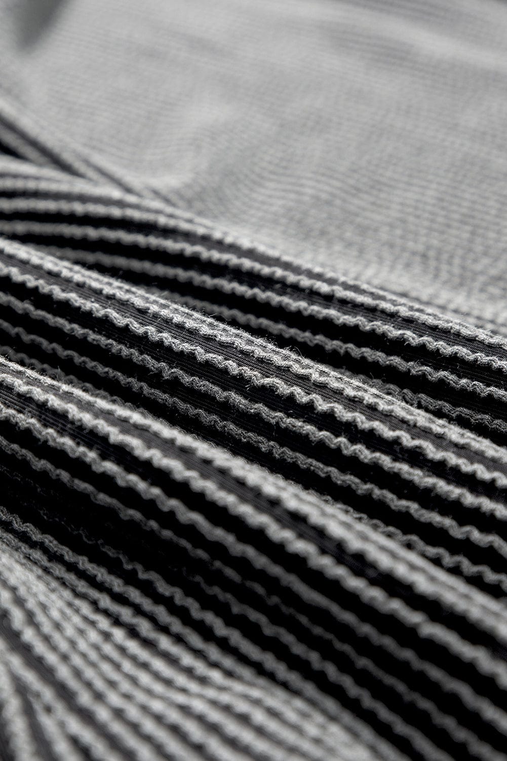 Chic Carbon Grey Ribbed Two-Piece Set with Exposed Seams