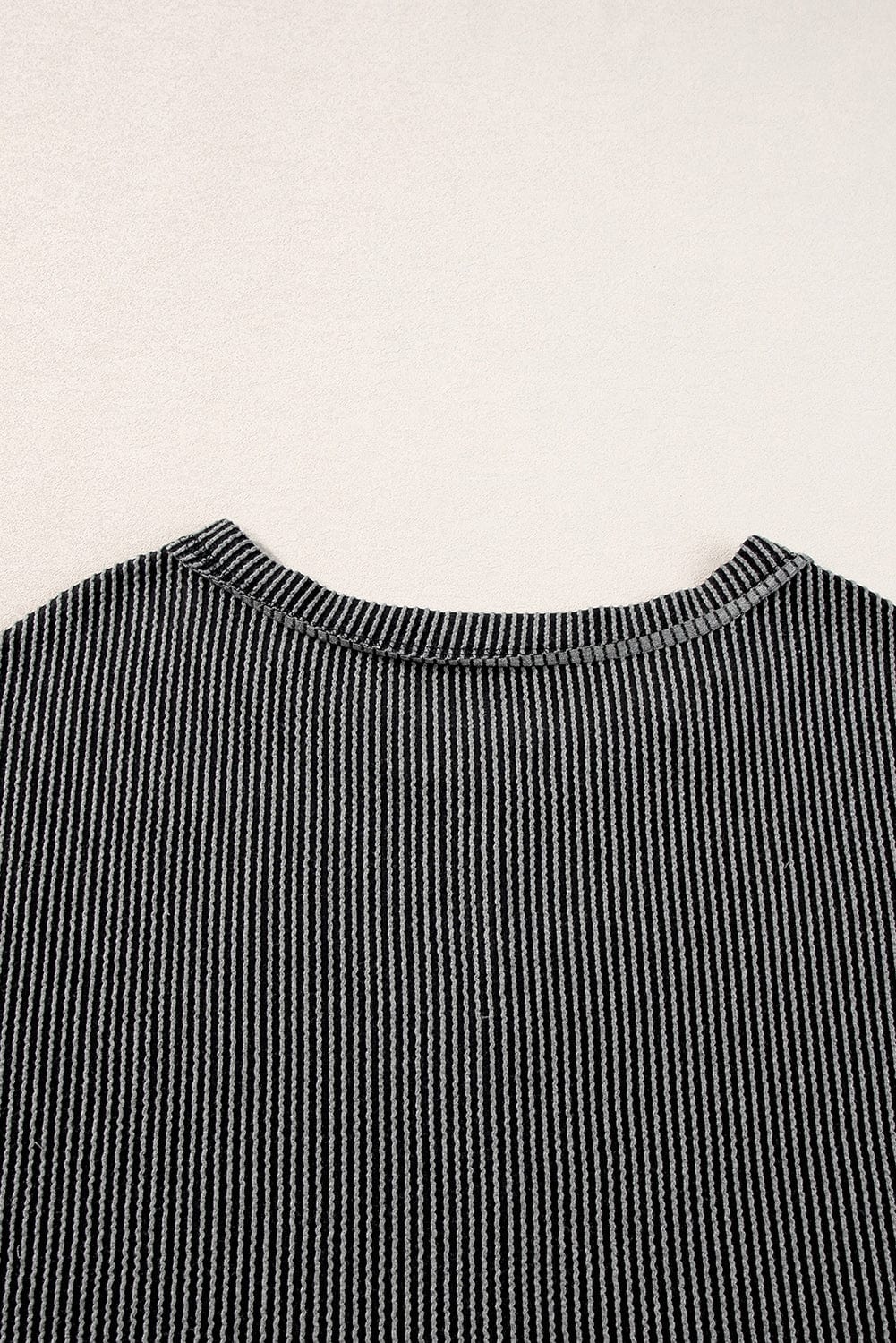 Chic Carbon Grey Ribbed Two-Piece Set with Exposed Seams