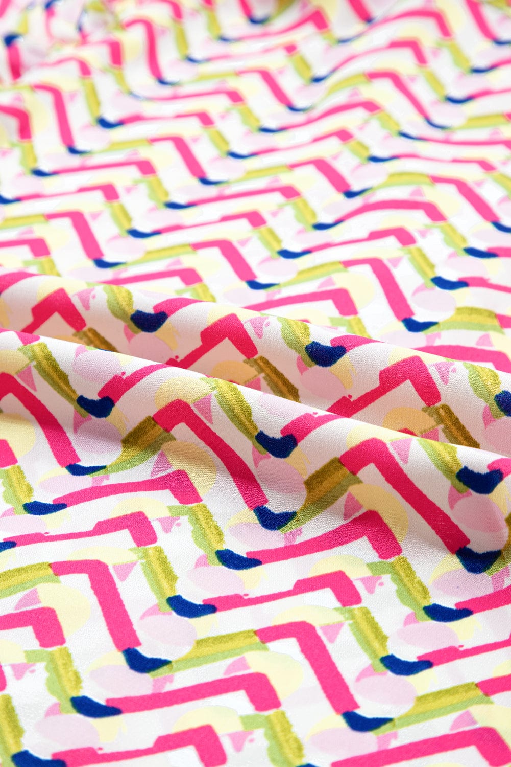 Chic Chevron Patterned Top with Ruffle Sleeves