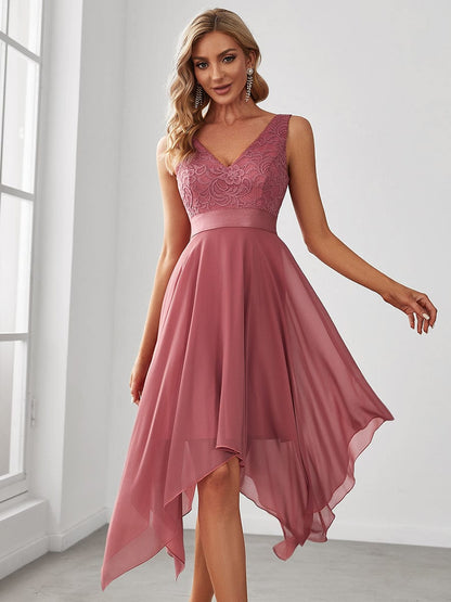 Chic Deep V-Neck Sleeveless Dress with Asymmetrical Hem