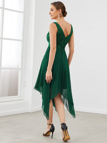 Chic Deep V-Neck Sleeveless Dress with Asymmetrical Hem