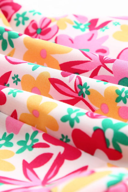 Chic Floral Mini Dress with Smocked Bodice and Ruffle Details