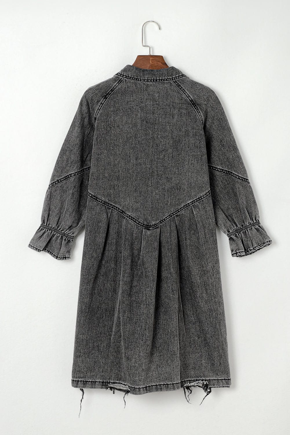 Chic Gray Denim Mini Dress with Button Detail