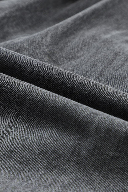 Chic Gray Denim Mini Dress with Button Detail