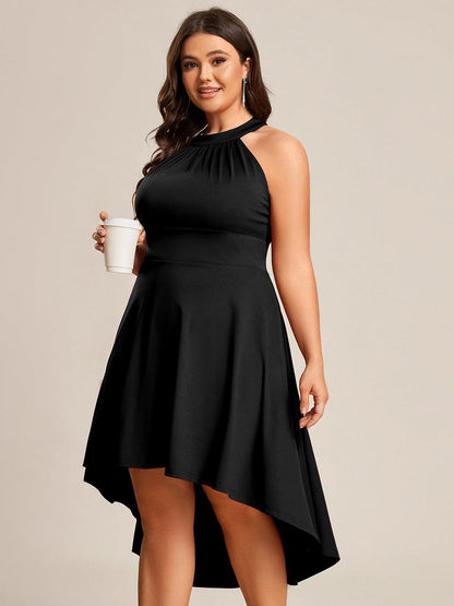 Chic Halterneck Knee-Length Wedding Guest Dress