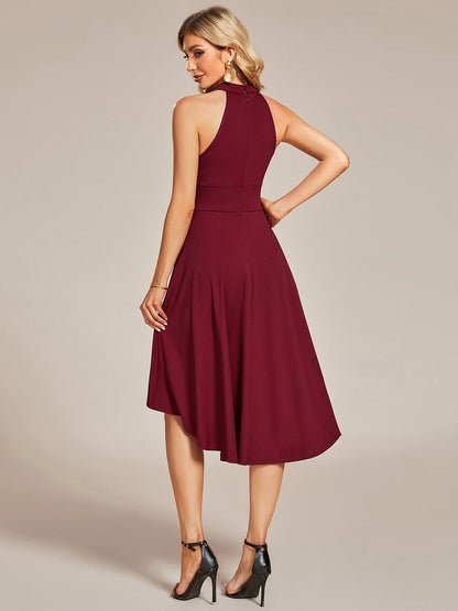 Chic Halterneck Knee-Length Wedding Guest Dress