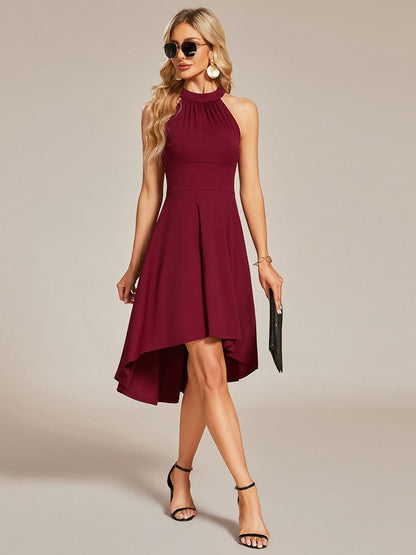 Chic Halterneck Knee-Length Wedding Guest Dress