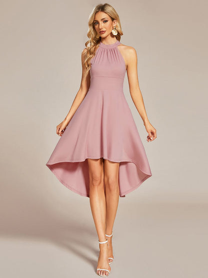 Chic Halterneck Knee-Length Wedding Guest Dress