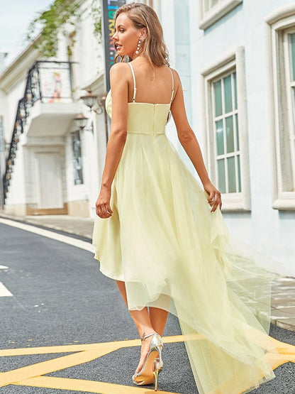 Chic High-Low Tulle Prom Gown for Women
