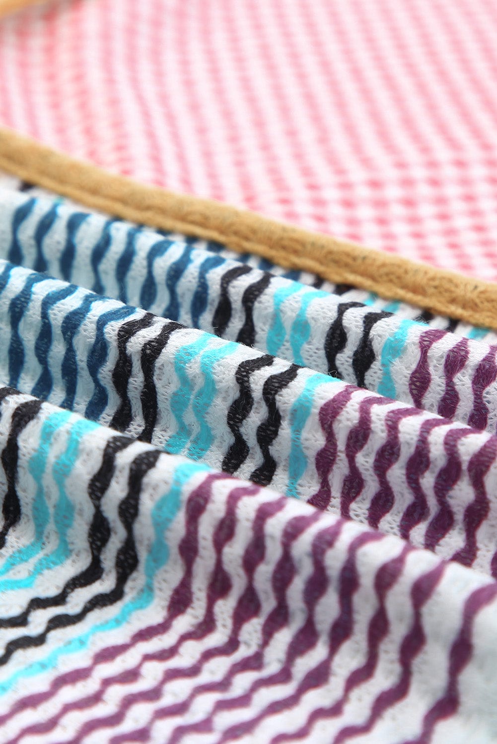 Chic Multicolor Cold Shoulder Knit Top with Striped Color Block