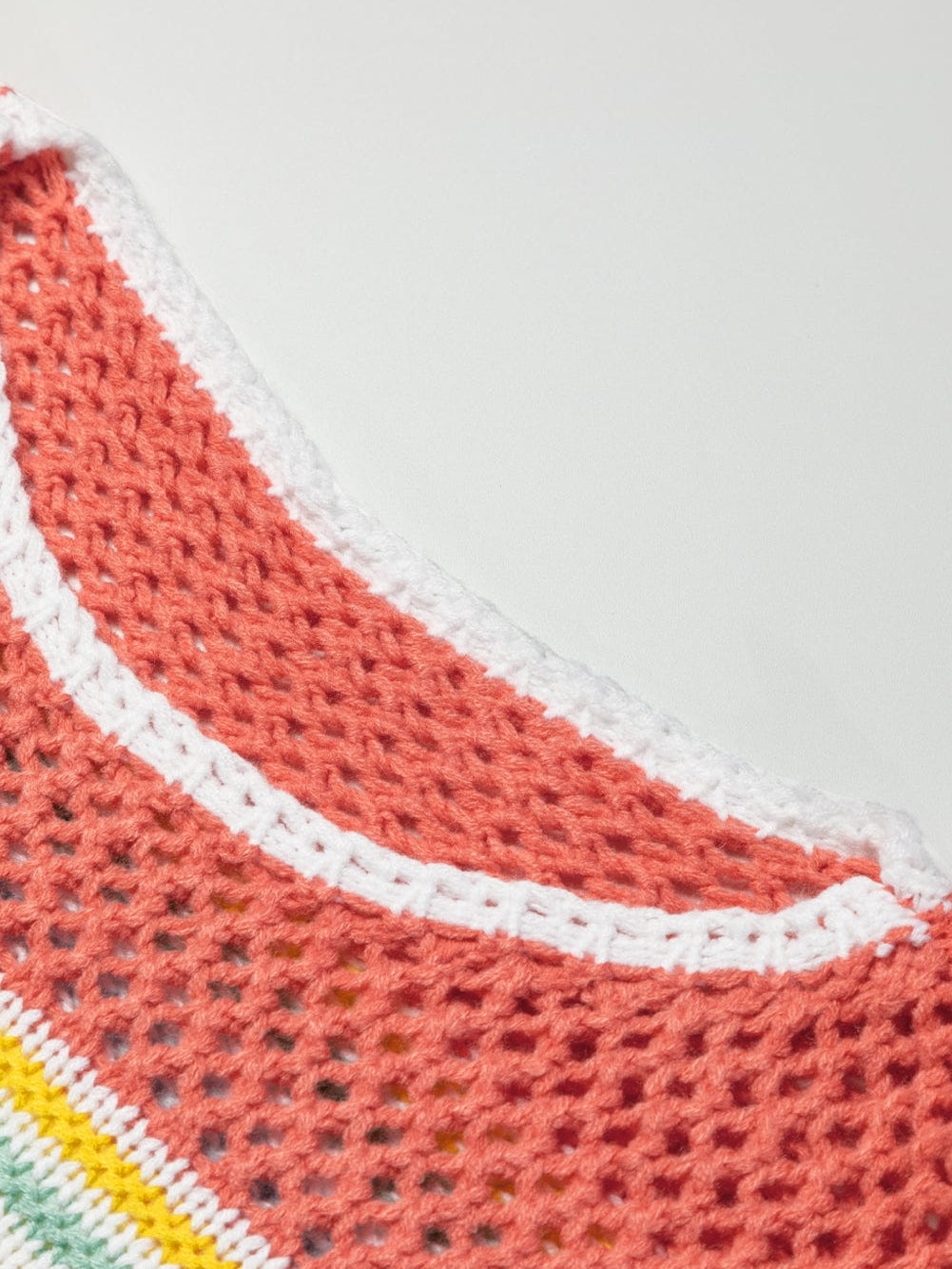 Chic Multicolored Striped Knit Sweater with Hollow Contrast Sleeves