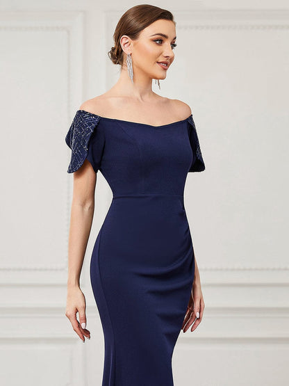 Chic Off-The-Shoulder Fishtail Evening Gowns
