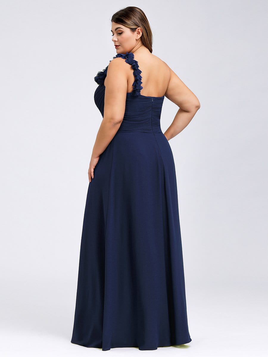 Chic One-Shoulder Plus Size Chiffon Bridesmaid Gown