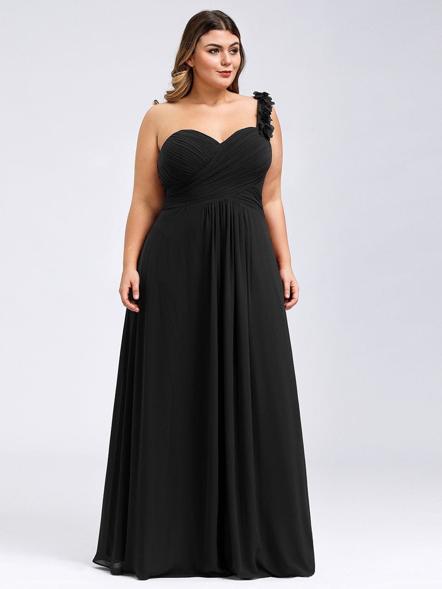 Chic One-Shoulder Plus Size Chiffon Bridesmaid Gown