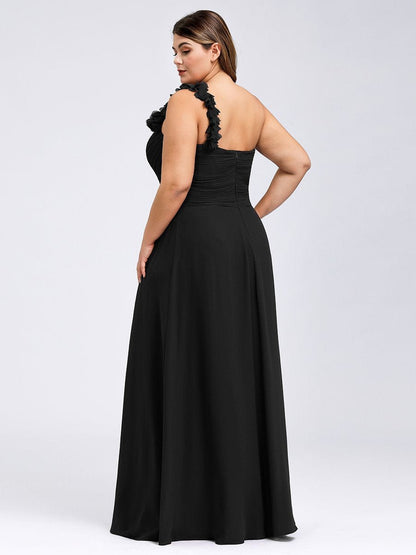 Chic One-Shoulder Plus Size Chiffon Bridesmaid Gown