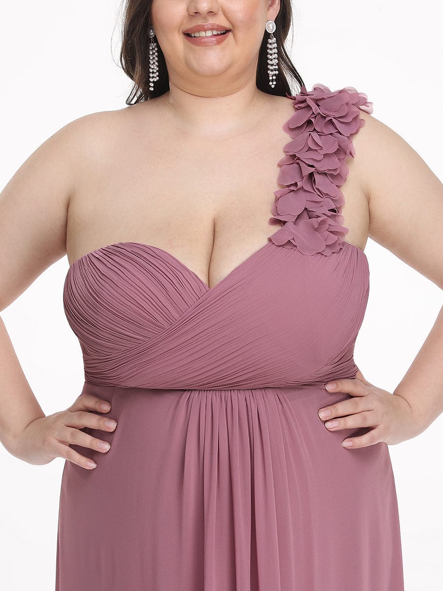 Chic One-Shoulder Plus Size Chiffon Bridesmaid Gown
