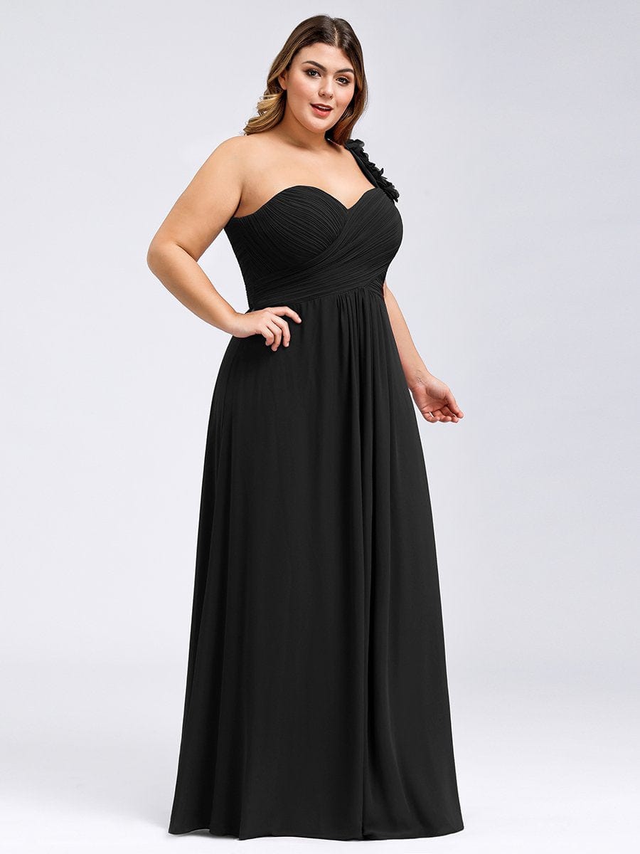 Chic One-Shoulder Plus Size Chiffon Bridesmaid Gown