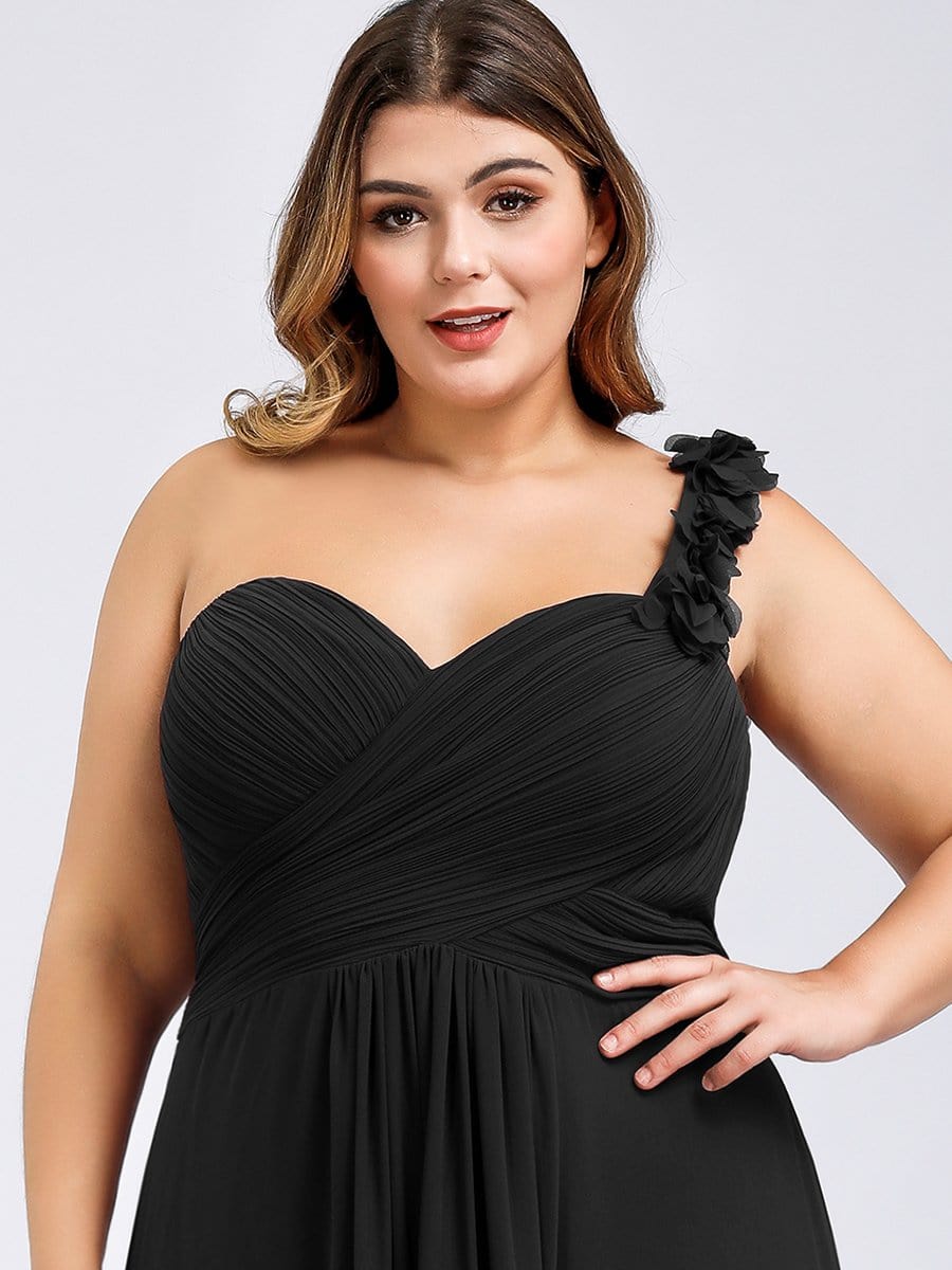Chic One-Shoulder Plus Size Chiffon Bridesmaid Gown