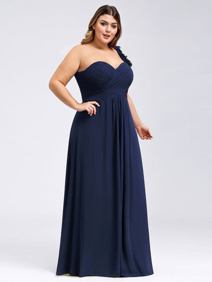 Chic One-Shoulder Plus Size Chiffon Bridesmaid Gown