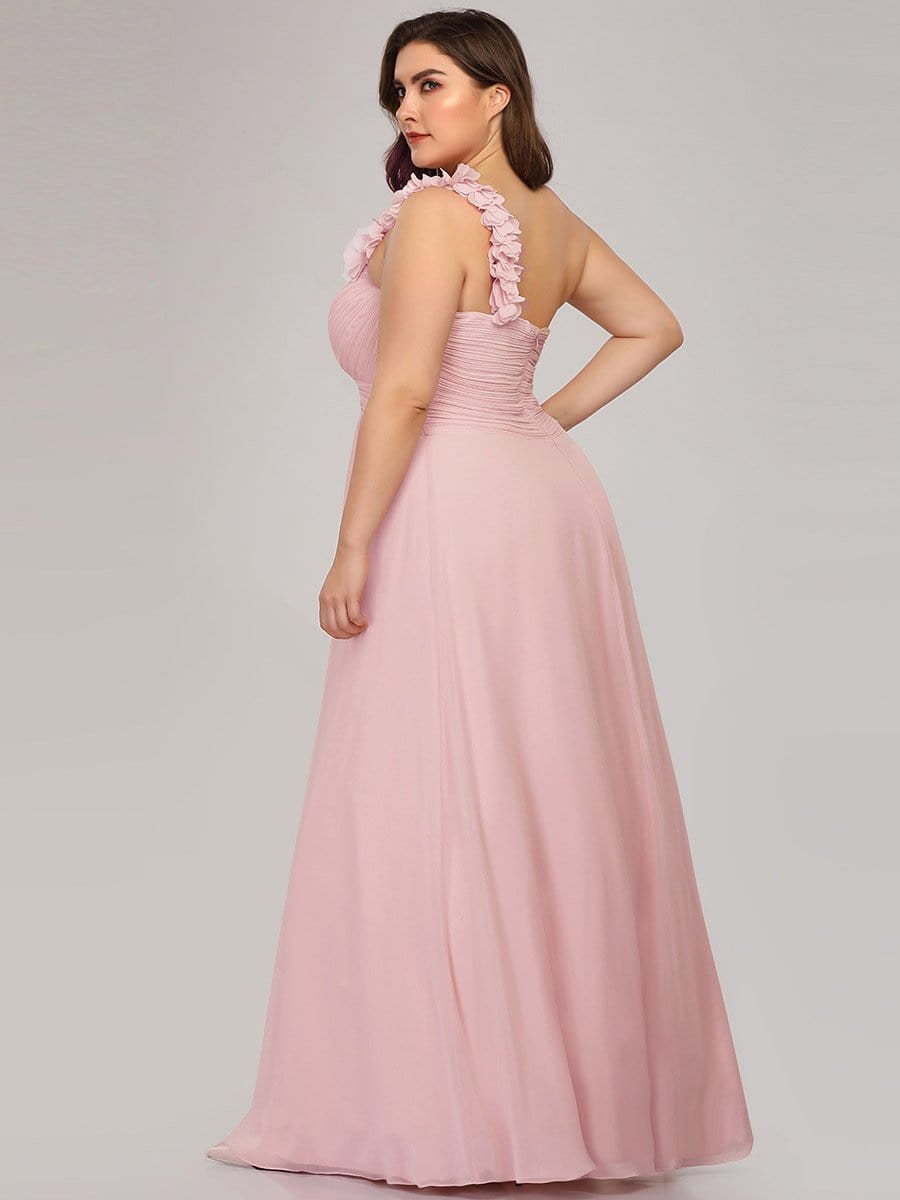 Chic One-Shoulder Plus Size Chiffon Bridesmaid Gown
