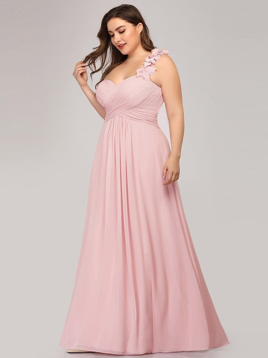 Chic One-Shoulder Plus Size Chiffon Bridesmaid Gown