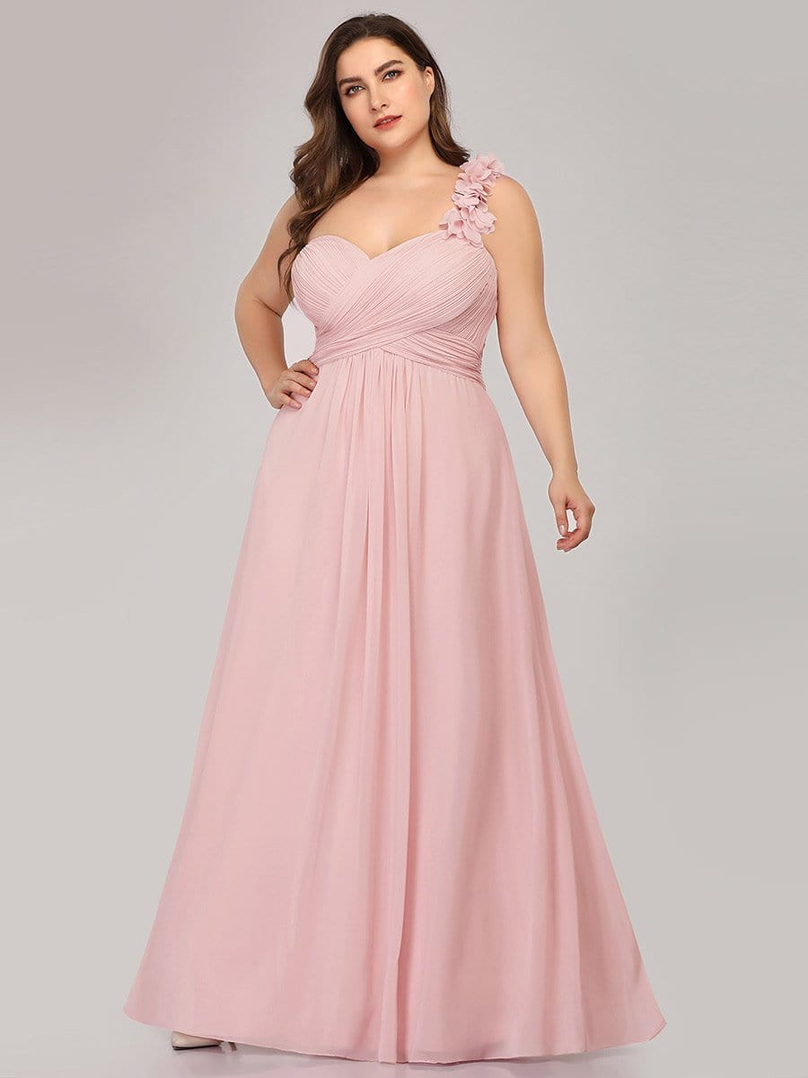 Chic One-Shoulder Plus Size Chiffon Bridesmaid Gown