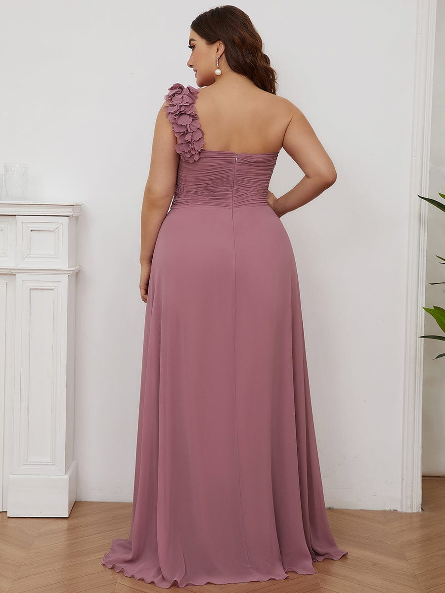 Chic One-Shoulder Plus Size Chiffon Bridesmaid Gown