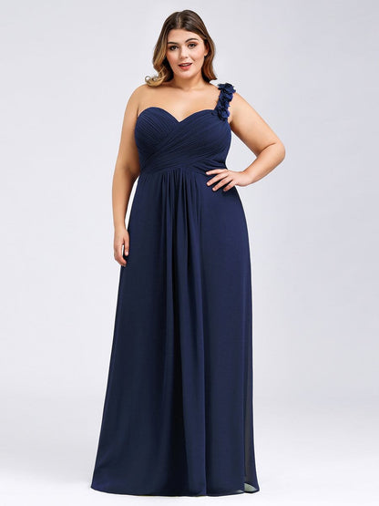 Chic One-Shoulder Plus Size Chiffon Bridesmaid Gown