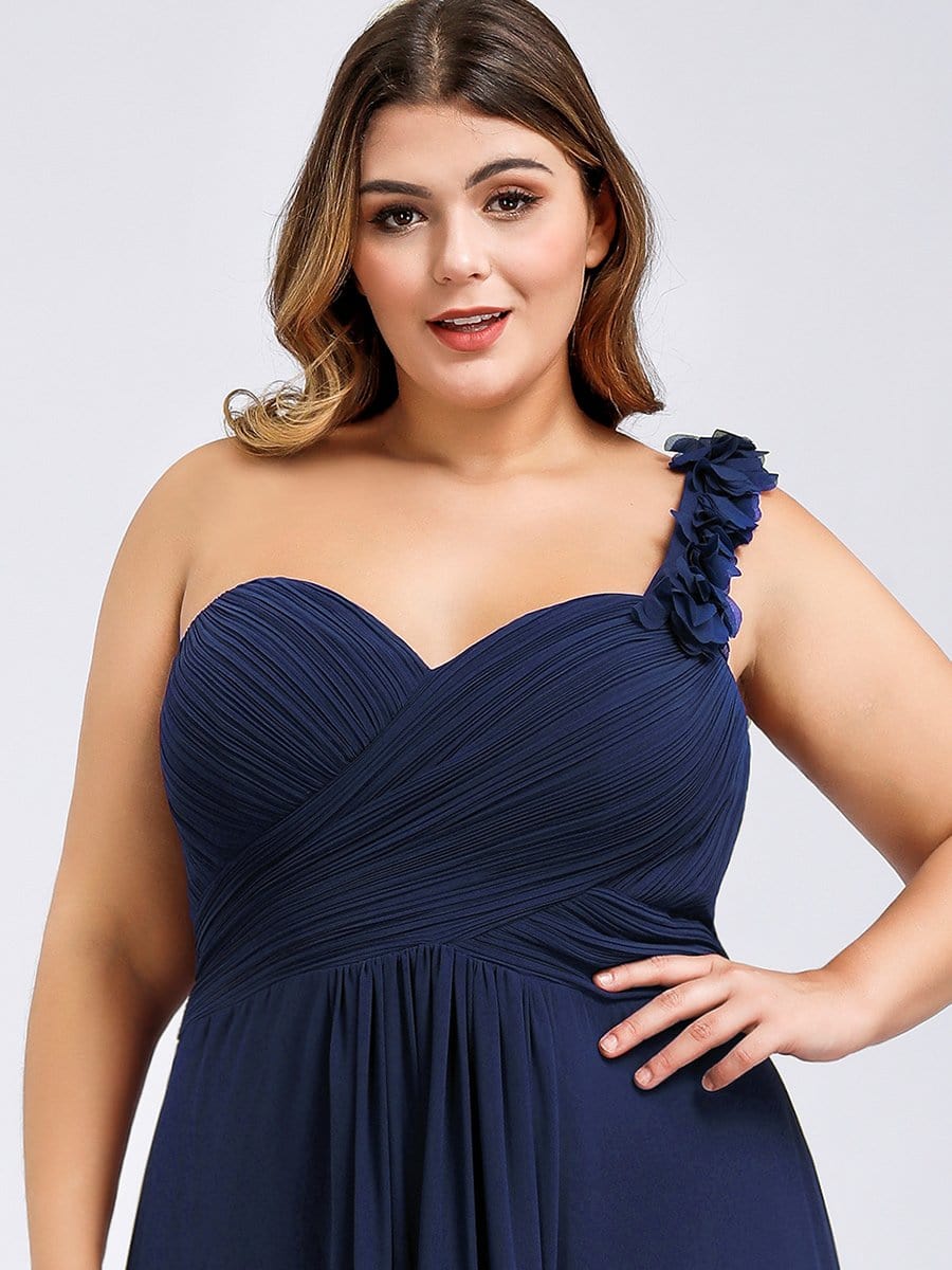 Chic One-Shoulder Plus Size Chiffon Bridesmaid Gown