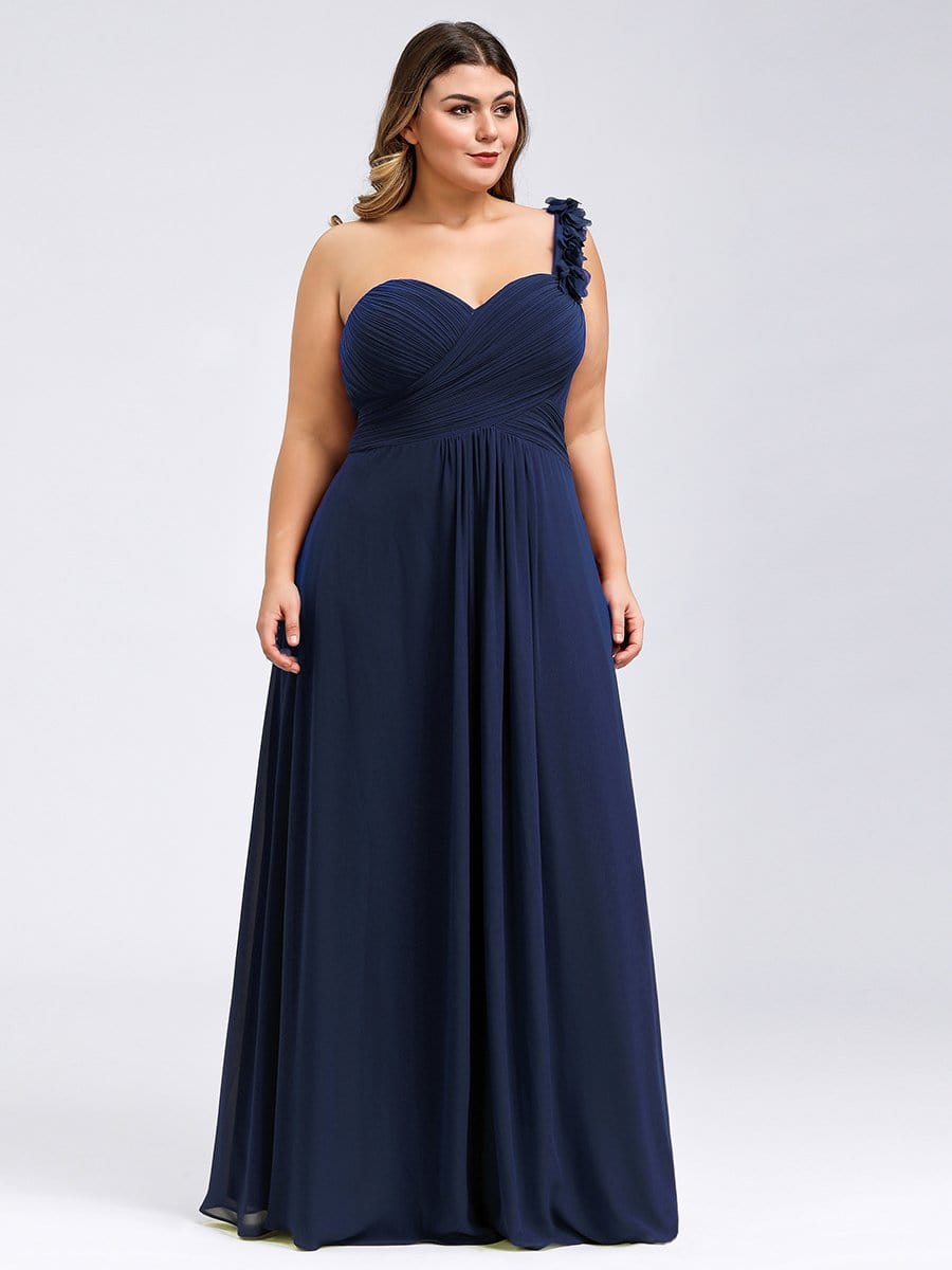 Chic One-Shoulder Plus Size Chiffon Bridesmaid Gown