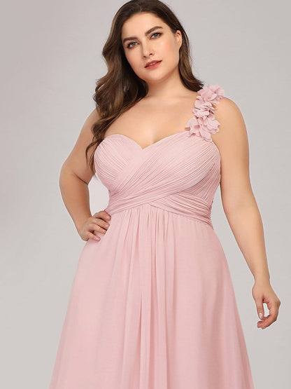 Chic One-Shoulder Plus Size Chiffon Bridesmaid Gown
