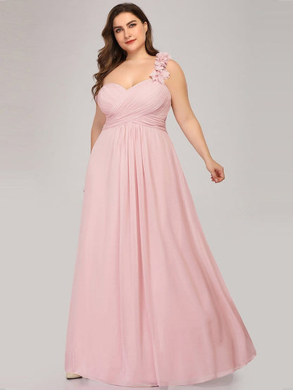 Chic One-Shoulder Plus Size Chiffon Bridesmaid Gown