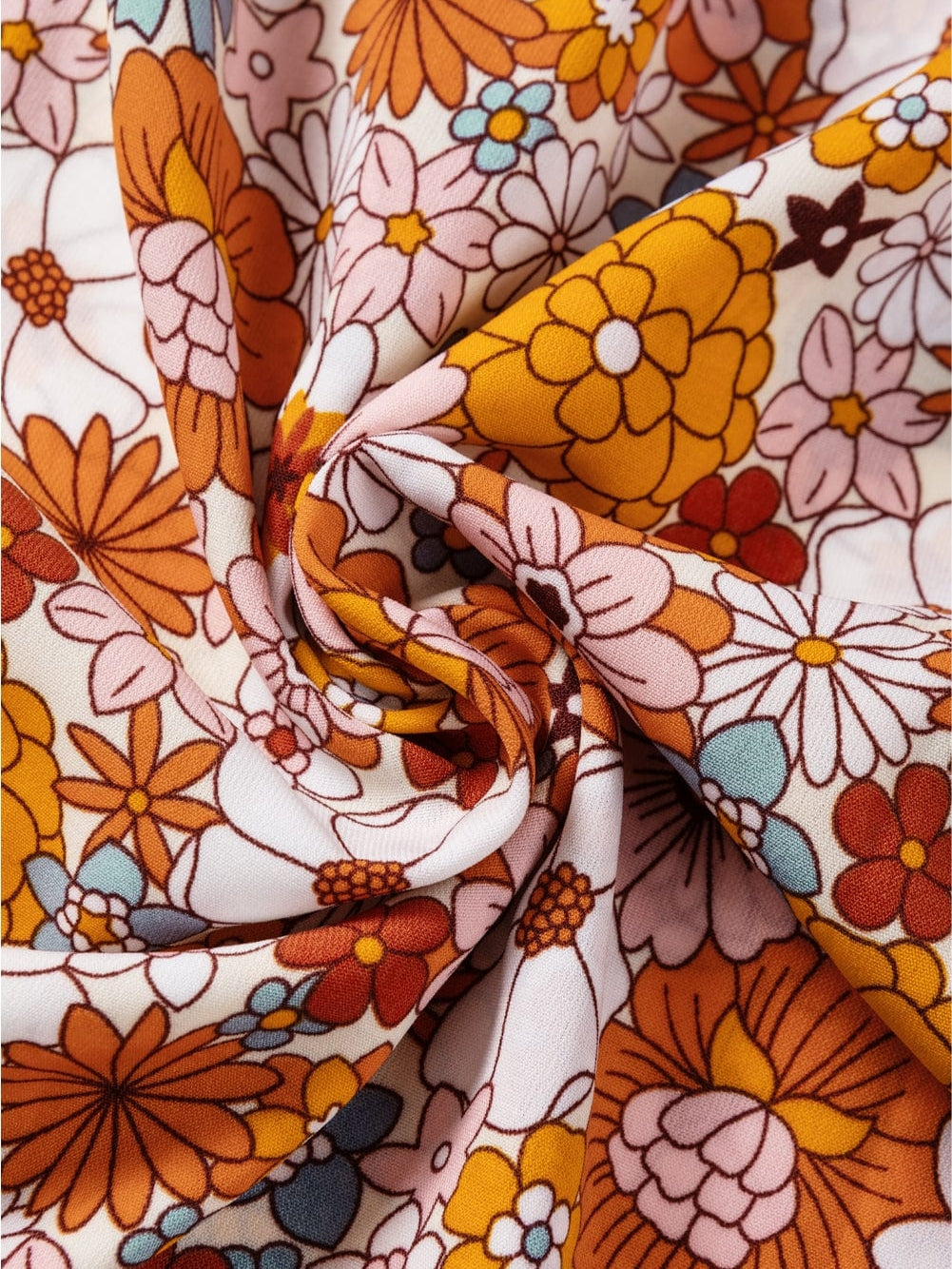 Chic Orange Floral Shift Dress with Pockets