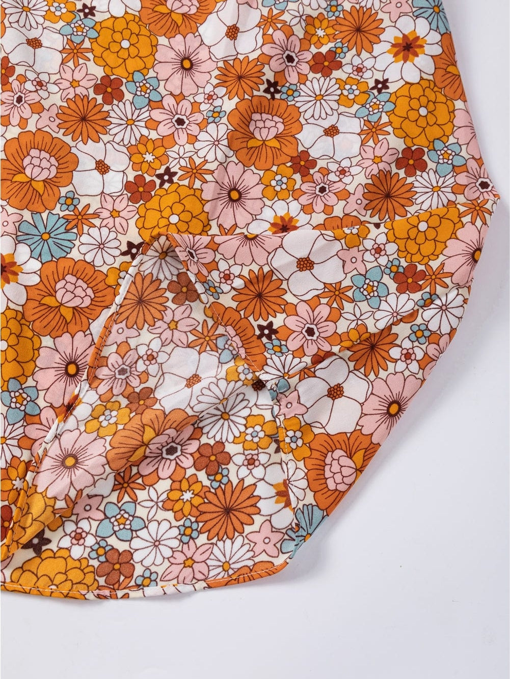 Chic Orange Floral Shift Dress with Pockets